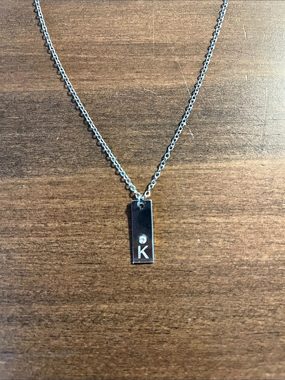 Silver “K” Pendant Necklace Like New